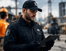 Illustrative security professional using a tablet